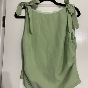 Cider Green Tank Top with Tie Front and Sleeveless Design